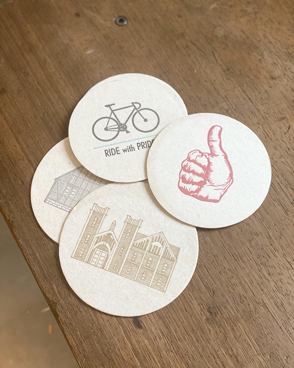 Glasunderlägg/coasters från Gammelhuset Tryckeri i Lund