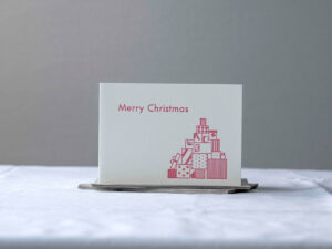 Julkort letterpress julklappar MERRY CHRISTMAS