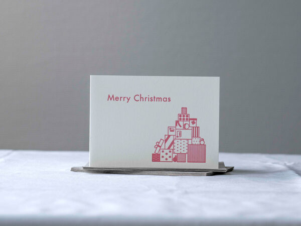 Julkort letterpress julklappar MERRY CHRISTMAS